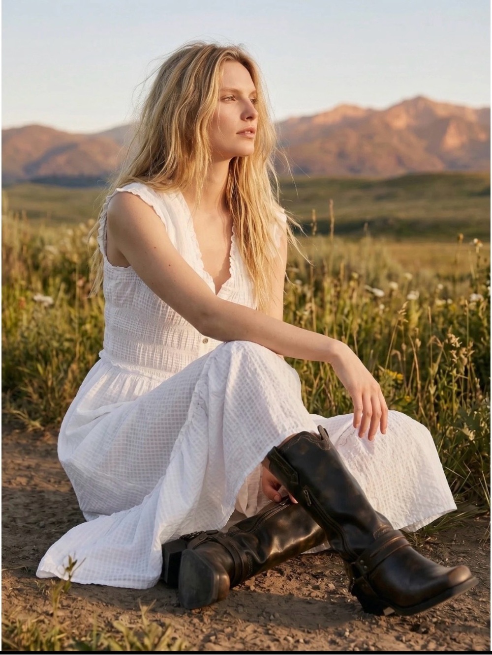 Free People Ethereal cottage Desert Dazed Midi dress maxi top ivory sz M - Picture 2 of 8